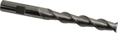 SGS - 1/2", 3" LOC, 1/2" Shank Diam, 5" OAL, 2 Flute, Solid Carbide Square End Mill - Single End, Uncoated, Spiral Flute, 45° Helix, Centercutting, Right Hand Cut, Right Hand Flute, Series 44 - Exact Tool & Supply