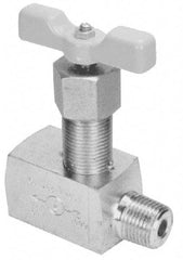 Value Collection - 1/2" Pipe, Inline Hard Seat Needle Valve - MNPT x FNPT Ends, Alloy Valve, 10,000 Max psi - Exact Tool & Supply