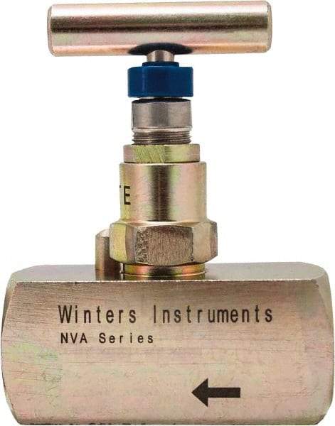 Value Collection - 1/2" Pipe, Inline Hard Seat Needle Valve - FNPT x FNPT Ends, Alloy Valve, 10,000 Max psi - Exact Tool & Supply