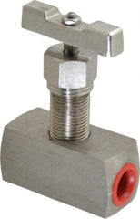 Value Collection - 1/2" Pipe, Inline Hard Seat Needle Valve - FNPT x FNPT Ends, Grade 316 Stainless Steel Valve, 10,000 Max psi - Exact Tool & Supply