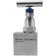 Value Collection - 1/4" Pipe, Angled Hard Seat Needle Valve - FNPT x FNPT Ends, Grade 316 Stainless Steel Valve, 10,000 Max psi - Exact Tool & Supply