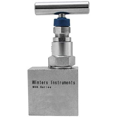 Value Collection - 1" Pipe, Angled Hard Seat Needle Valve - FNPT x FNPT Ends, Grade 316 Stainless Steel Valve, 10,000 Max psi - Exact Tool & Supply