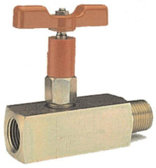 Value Collection - 1/4" Pipe, Inline Soft Seat Needle Valve - FNPT x FNPT Ends, Grade 316 Stainless Steel Valve, 6,000 Max psi - Exact Tool & Supply