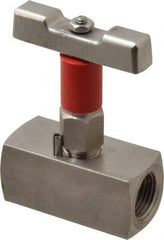 Value Collection - 1/2" Pipe, Inline Soft Seat Needle Valve - FNPT x FNPT Ends, Grade 316 Stainless Steel Valve, 6,000 Max psi - Exact Tool & Supply
