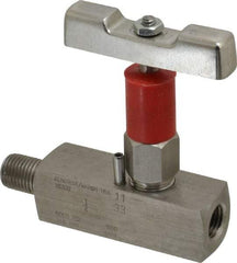 Value Collection - 1/4" Pipe, Inline Soft Seat Needle Valve - MNPT x FNPT Ends, Grade 316 Stainless Steel Valve, 6,000 Max psi - Exact Tool & Supply
