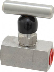 Made in USA - 1/4" Pipe, Inline Miniature Needle Valve - FNPT x FNPT Ends, Grade 316 Stainless Steel Valve, 6,000 Max psi - Exact Tool & Supply