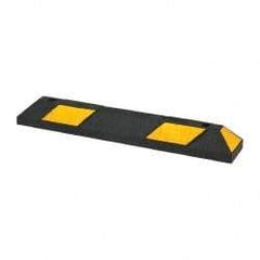 PRO-SAFE - 72" Long x 6" Wide x 4" High, Parking Curb - Black & Yellow, Rubber - Exact Tool & Supply