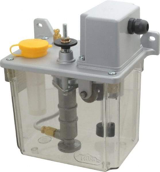Trico - 2 L Reservoir Capacity, 3 - 6 cm Output per Cycle, 12-24 cm Output per Hour, Electric Central Lubrication System - 15 Min Interval Between Cycles, 130mm Wide x 225mm High, 110 Volts, Oil, 5/16-24 Outlet Thread - Exact Tool & Supply