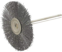 Osborn - 1-1/2" OD, 1/8" Shank Diam, Crimped Steel Wheel Brush - 0.005" Filament Diam, 25,000 RPM - Exact Tool & Supply