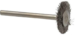Osborn - 3/4" OD, 1/8" Shank Diam, Crimped Stainless Steel Wheel Brush - 0.005" Filament Diam, 25,000 RPM - Exact Tool & Supply
