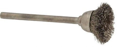 Osborn - 9/16" Diam, 1/8" Shank Straight Wire Stainless Steel Cup Brush - 0.005" Filament Diam, 25,000 Max RPM - Exact Tool & Supply