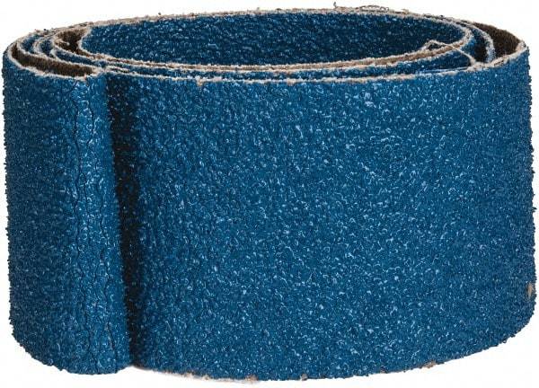 Made in USA - 2" Wide x 48" OAL, 36 Grit, Zirconia Alumina Abrasive Belt - Zirconia Alumina, Very Coarse, Coated, X Weighted Cloth Backing - Exact Tool & Supply