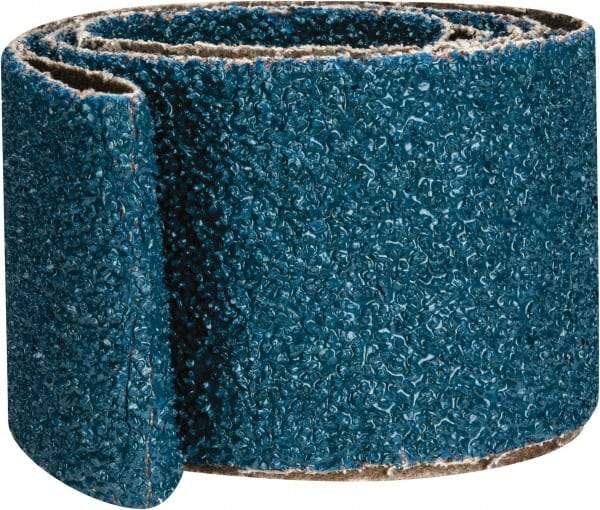 Made in USA - 2" Wide x 48" OAL, 24 Grit, Zirconia Alumina Abrasive Belt - Zirconia Alumina, Very Coarse, Coated, X Weighted Cloth Backing - Exact Tool & Supply