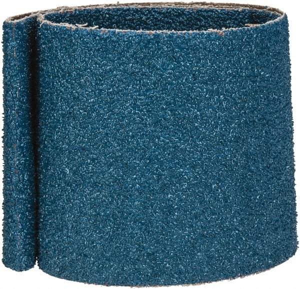 Made in USA - 4" Wide x 36" OAL, 24 Grit, Zirconia Alumina Abrasive Belt - Zirconia Alumina, Very Coarse, Coated, X Weighted Cloth Backing - Exact Tool & Supply