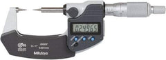 Mitutoyo - 1 Inch, 32mm Throat Depth, Ratchet Stop, Digital Point Micrometer - Accurate Up to 0.0001 Inch, 15° Point Angle - Exact Tool & Supply