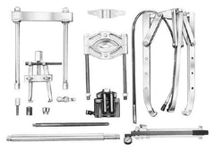 OTC - 17 Piece, 34" Spread, Hydraulic Puller Set - 3 Jaws, 19" OAL, 20-1/2" Reach - Exact Tool & Supply