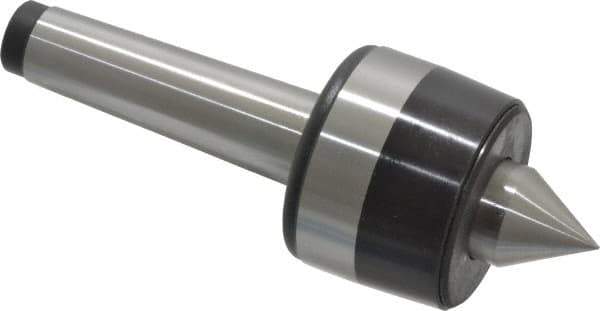 Bison - MT3 Taper Shank, 2.2" Head Diam 925 Lb Capacity Live Center - 4,000 Max RPM, 0.98" Point Diam, 1.12" Point Len, 925 Lb Max Workpc, 6.14" OAL, 1.12" Long Tip, Standard Point - Exact Tool & Supply