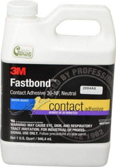 3M - 32 oz Can Natural Contact Adhesive - Series 30NF, 15 to 30 min Working Time, 4 hr Full Cure Time, Bonds to Cardboard, Ceramic, Fabric, Fiberglass, Foam, Glass, Leather, Metal, Plastic, Rubber, Vinyl & Wood - Exact Tool & Supply