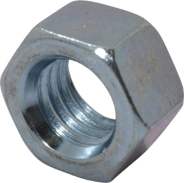 Value Collection - 3/8-16 UNC Steel Right Hand Hex Nut - 9/16" Across Flats, 21/64" High, Zinc Clear Finish - Exact Tool & Supply