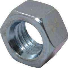 Value Collection - 3/8-16 UNC Steel Right Hand Hex Nut - 9/16" Across Flats, 21/64" High, Zinc Clear Finish - Exact Tool & Supply