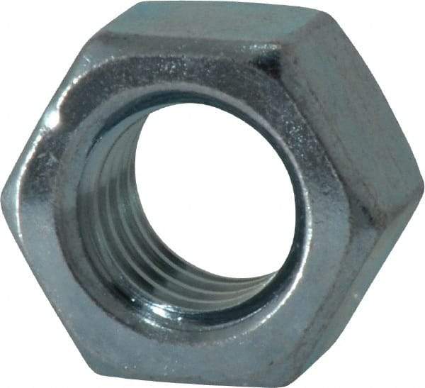 Value Collection - 1/2-13 UNC Steel Right Hand Hex Nut - 3/4" Across Flats, 7/16" High, Zinc Clear Finish - Exact Tool & Supply