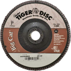 Weiler - 40 Grit, 7" Disc Diam, 7/8" Center Hole, Type 27 Aluminum Oxide Flap Disc - 8,600 Max RPM, Phenolic Backing, Arbor Attaching System, Coated - Exact Tool & Supply