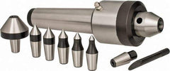 Interstate - 7 Point, 200 Lb Max Workpiece, 7-3/4" OAL, 1-29/32" Head Diam, Tool Steel, Live Center & Point Set - 4MT Taper, Interchangeable - Exact Tool & Supply