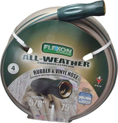 Made in USA - 75' Long All Weather Hose - 5/8" Diam, 3/4" GHT, Rubber/Vinyl, 300 psi, All Season, Green - Exact Tool & Supply
