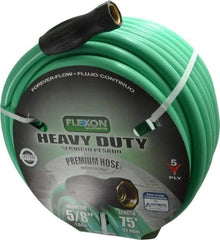 Made in USA - 75' Long Forever Hose - 5/8" Diam, 3/4" GHT, Rubber/Vinyl, 340 psi, All Season, Green - Exact Tool & Supply