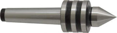 Interstate - MT3 Taper Shank, 1-47/64" Head Diam 858 Lb Capacity Live Center - 1-11/32" Head Length, 1-1/16" Point Diam, 1.4531" Point Len, 650 Lb Max Workpc, 6-1/4" OAL, Standard Point - Exact Tool & Supply