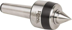 Royal Products - MT5 Taper Shank, 3.45" Head Diam 8,960 Lb Capacity Live Center - 3,500 Max RPM, 2.81" Head Length, 1-1/4" Point Diam, 1.84" Point Len, 3,260 Lb Max Workpc, 10-1/4" OAL, Standard Point - Exact Tool & Supply