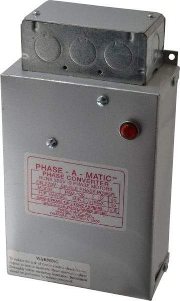 Made in USA - 1/3 to 3/4 hp Static Phase Converter - Exact Tool & Supply