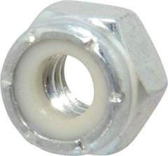 Value Collection - 1/4-20 UNC Grade 2 Hex Lock Nut with Nylon Insert - 7/16" Width Across Flats, 19/64" High, Zinc-Plated Finish - Exact Tool & Supply