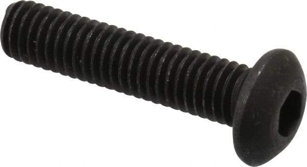 Value Collection - #10-32 UNF Hex Socket Drive, Button Screw - Alloy Steel, Black Oxide Finish, Fully Threaded, 7/8" Length Under Head - Exact Tool & Supply