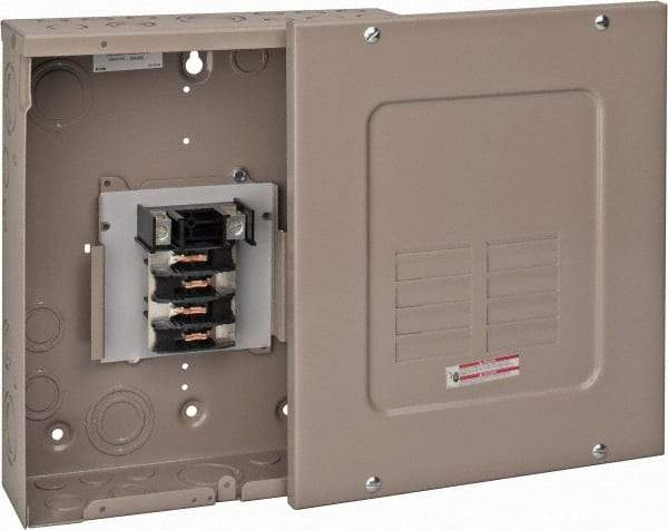 Eaton Cutler-Hammer - 8 Circuits, 120/240 VAC, 125 Amp Main, 6-1/0 AWG, Surface, Indoor Main Lug Load Center - 1 Phase, 1 NEMA Rating, 11 Inch Wide x 3.69 Inch Deep x 13 Inch High - Exact Tool & Supply