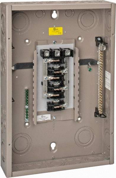 Eaton Cutler-Hammer - 18 Circuits, 208/120 VAC, 125 Amp Main, 6-2/0 AWG, Indoor Main Lug Load Center - 3 Phase, 1 NEMA Rating, 14.31 Inch Wide x 3.88 Inch Deep x 21 Inch High - Exact Tool & Supply