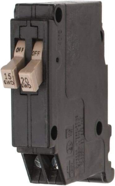 Eaton Cutler-Hammer - 15, 20 Amp, 120 VAC, 1 Pole, Plug In Twin Circuit Breaker - Thermal Magnetic Trip, 14-8 AWG, 18.8mm Deep x 83.6mm High x 75.7mm Wide - Exact Tool & Supply