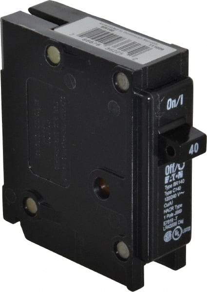 Eaton Cutler-Hammer - 40 Amp, 120/240 VAC, 1 Pole, Plug In Type BR Circuit Breaker - Thermal Magnetic Trip, 10 kA Breaking Capacity, 14-4 AWG - Exact Tool & Supply