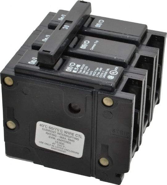 Eaton Cutler-Hammer - 30 Amp, 240 VAC, 3 Pole, Plug In Type BR Circuit Breaker - Magnetic Trip, 10 kA Breaking Capacity, 14-4 AWG - Exact Tool & Supply