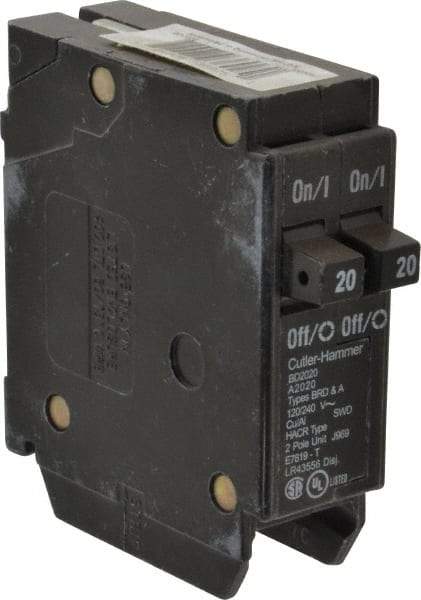 Eaton Cutler-Hammer - 20/20 Amp, 120 VAC, 2 Pole, Plug In Type BD Duplex Circuit Breaker - Thermal Magnetic Trip, 14-4 AWG - Exact Tool & Supply