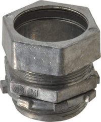 Thomas & Betts - 1-1/4" Trade, Die Cast Zinc Compression Straight EMT Conduit Connector - Noninsulated - Exact Tool & Supply