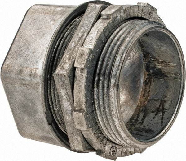 Thomas & Betts - 1-1/2" Trade, Die Cast Zinc Compression Straight EMT Conduit Connector - Noninsulated - Exact Tool & Supply