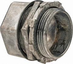 Thomas & Betts - 1-1/2" Trade, Die Cast Zinc Compression Straight EMT Conduit Connector - Noninsulated - Exact Tool & Supply