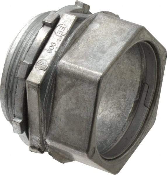 Thomas & Betts - 2" Trade, Die Cast Zinc Compression Straight EMT Conduit Connector - Noninsulated - Exact Tool & Supply