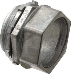 Thomas & Betts - 2" Trade, Die Cast Zinc Compression Straight EMT Conduit Connector - Noninsulated - Exact Tool & Supply