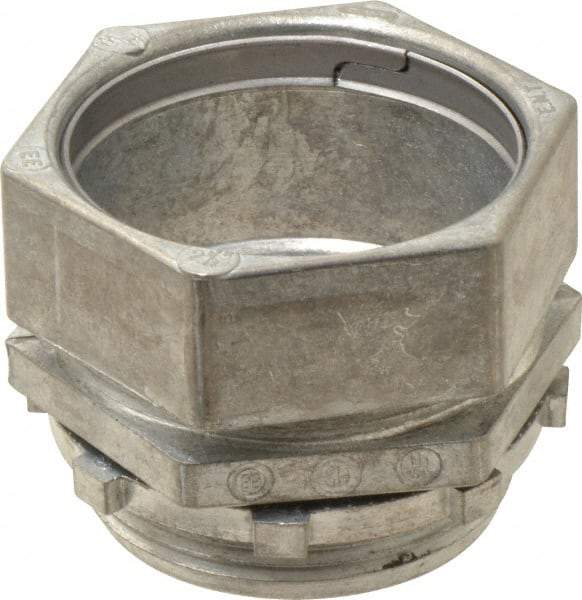 Thomas & Betts - 2-1/2" Trade, Die Cast Zinc Compression Straight EMT Conduit Connector - Noninsulated - Exact Tool & Supply