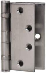 Stanley - 4-1/2" Long Steel Commercial Hinge - Satin Chrome Finish, 5 Knuckles, 8 Holes - Exact Tool & Supply