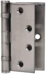 Stanley - 4-1/2" Long Steel Commercial Hinge - Satin Chrome Finish, 5 Knuckles, 8 Holes - Exact Tool & Supply