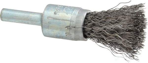 Osborn - 1/2" Brush Diam, Crimped, End Brush - 1/4" Diam Shank, 25,000 Max RPM - Exact Tool & Supply