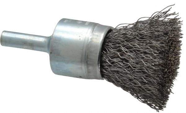 Osborn - 3/4" Brush Diam, Crimped, End Brush - 1/4" Diam Shank, 20,000 Max RPM - Exact Tool & Supply